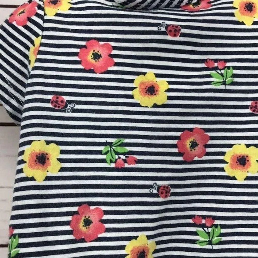 Wonder Nation‎ Navy Blue Stripe Floral Top